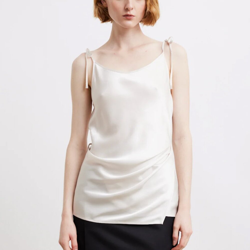 Acne Studios White Satin Wrap Tank--Size 38 - Picture 5 of 6